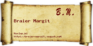 Braier Margit névjegykártya